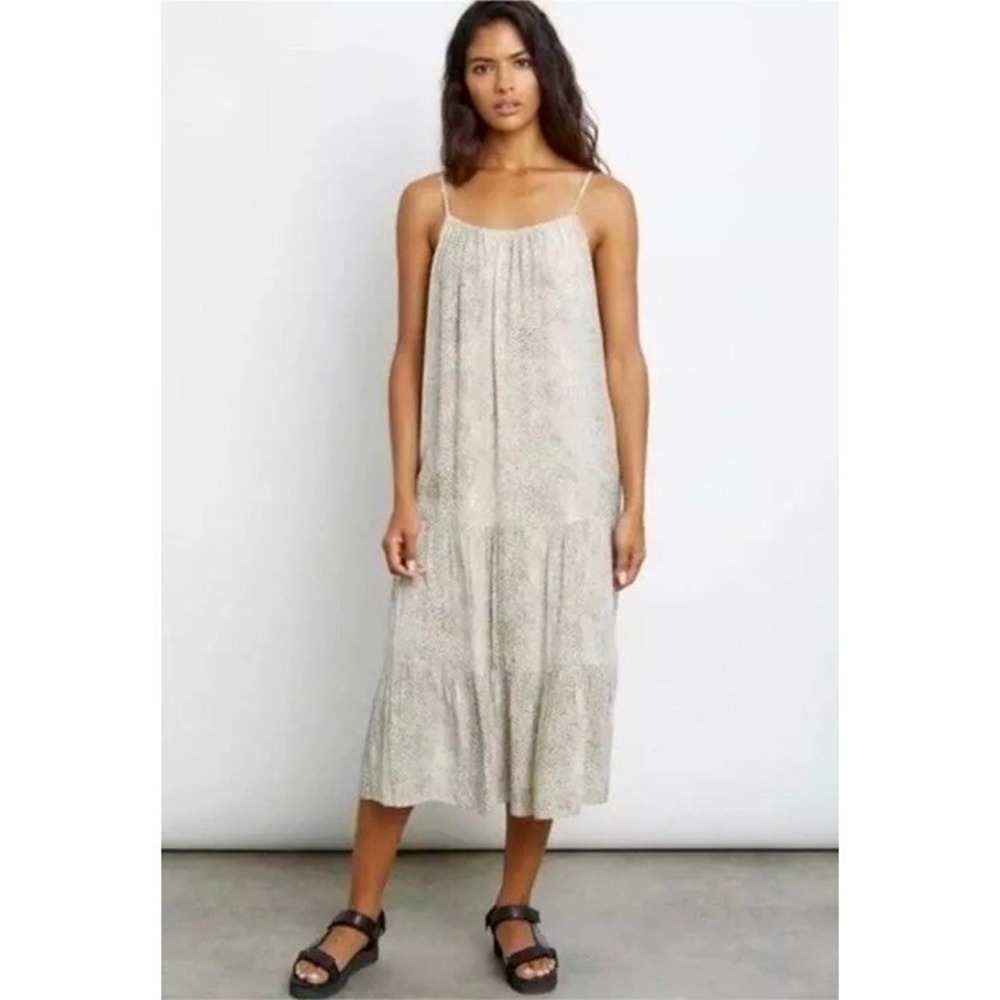 Rails Tiered Midi Dress Women Size M Cream Grey Snakeskin Print Excellent Boho